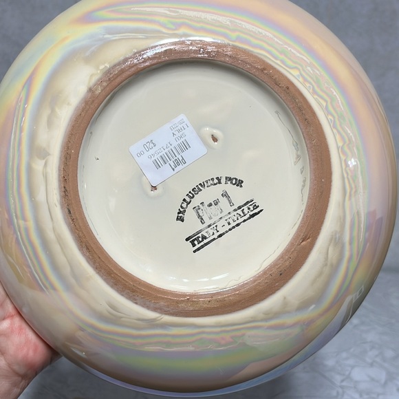 Pier1/Italian iridescent round (9.5) Italian pottery planter mcm NWT - Picture 3 of 9